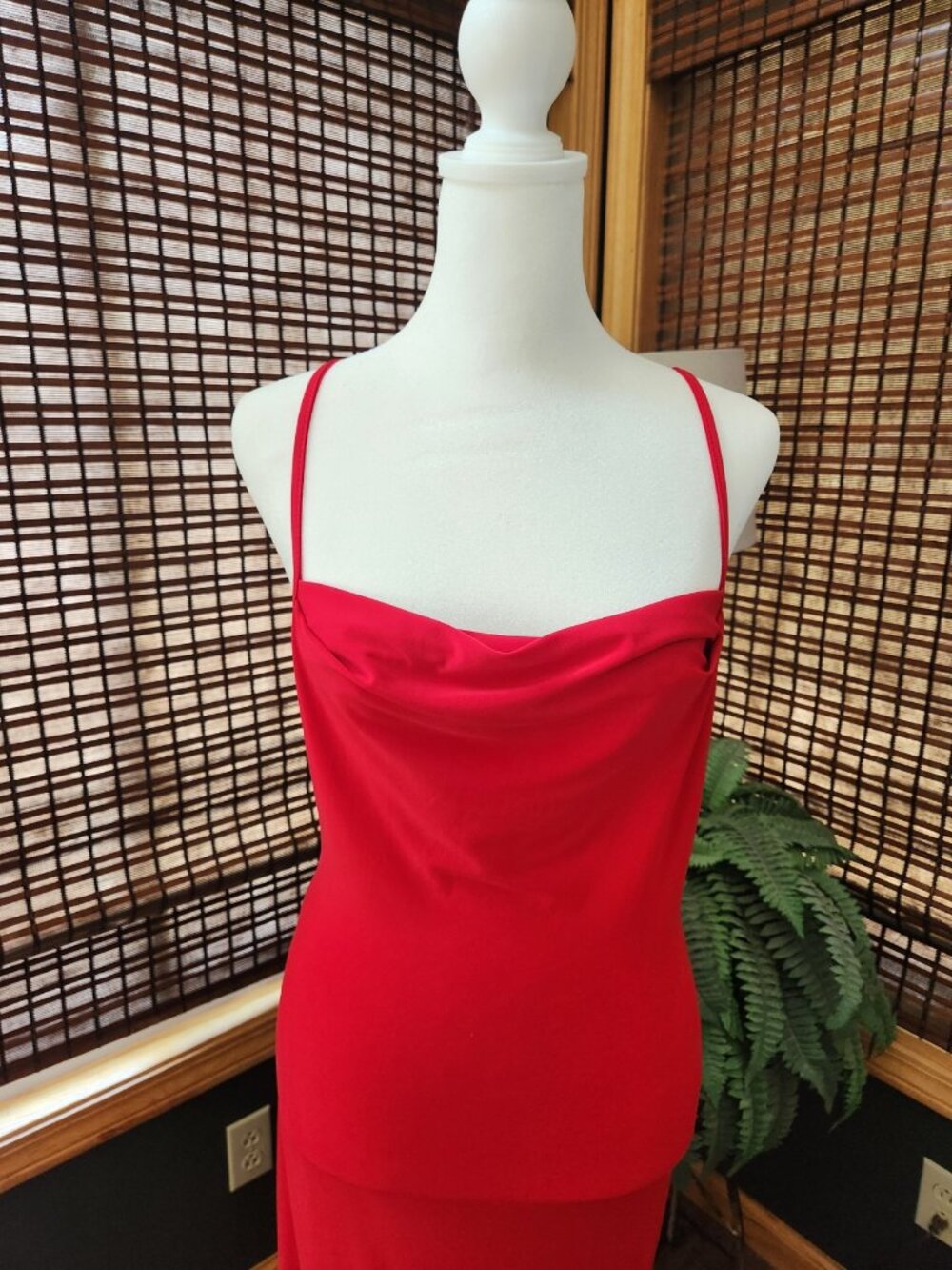 Bebe red cowl neck dress